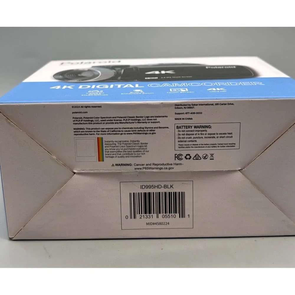Polaroid 4k Digital Camcorder (ID995-BLK) - Sealed